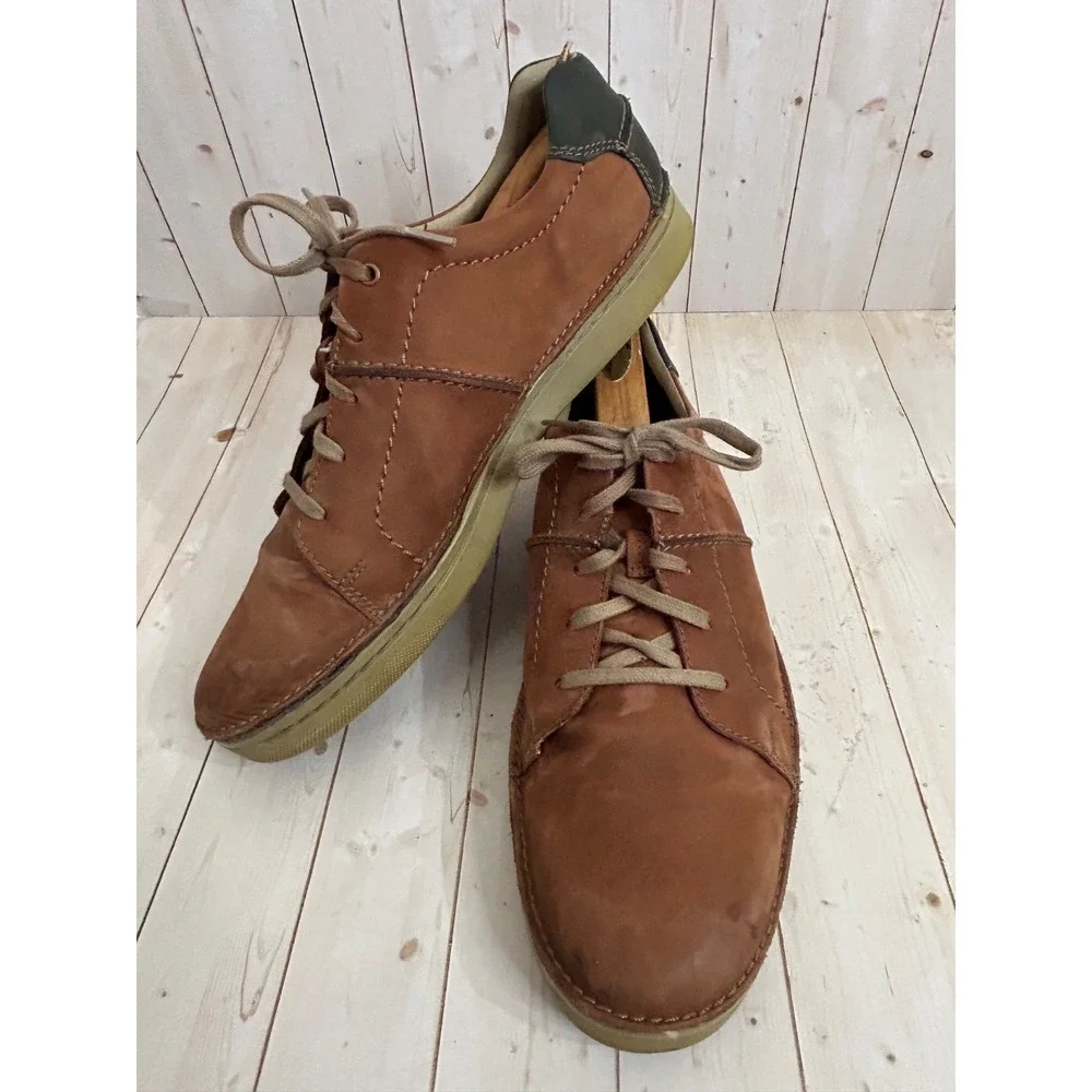 Collection by Clarks Mens Size 12 Brown Leather Soft Cushion‎ Oxford Casual Shoe